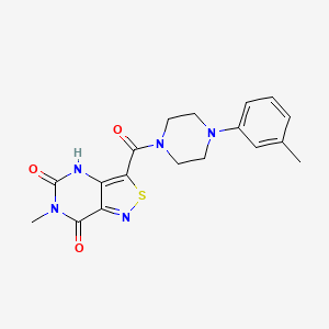 molecular formula C18H19N5O3S B2440975 6-甲基-3-({[4-(3-甲基苯基)哌嗪]羰基}异噻唑并[4,3-d]嘧啶-5,7(4H,6H)-二酮 CAS No. 1251618-67-3