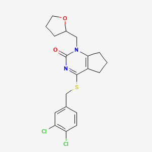 molecular formula C19H20Cl2N2O2S B2440979 4-((3,4-二氯苄基)硫代)-1-((四氢呋喃-2-基)甲基)-6,7-二氢-1H-环戊[d]嘧啶-2(5H)-酮 CAS No. 899951-77-0