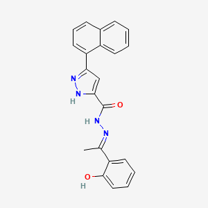 molecular formula C22H18N4O2 B2440982 (E)-N'-(1-(2-羟基苯基)亚乙基)-3-(萘-1-基)-1H-吡唑-5-甲酰肼 CAS No. 1285630-44-5