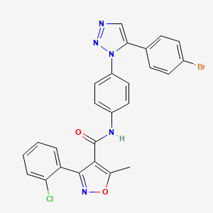 molecular formula C25H17BrClN5O2 B2440990 N-[4-[5-(4-bromophenyl)triazol-1-yl]phenyl]-3-(2-chlorophenyl)-5-methyl-1,2-oxazole-4-carboxamide CAS No. 689268-28-8