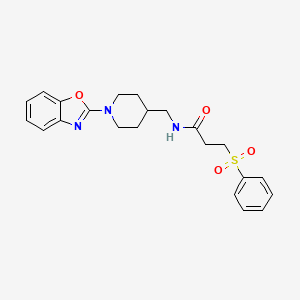 molecular formula C22H25N3O4S B2440996 N-((1-(苯并[d]恶唑-2-基)哌啶-4-基)甲基)-3-(苯磺酰基)丙酰胺 CAS No. 2034238-60-1