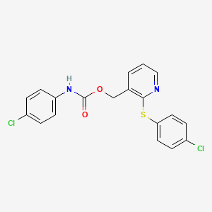 molecular formula C19H14Cl2N2O2S B2440997 [2-(4-chlorophenyl)sulfanylpyridin-3-yl]methyl N-(4-chlorophenyl)carbamate CAS No. 339278-47-6