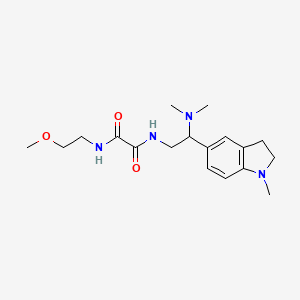 molecular formula C18H28N4O3 B2441004 N1-(2-(二甲氨基)-2-(1-甲基吲哚啉-5-基)乙基)-N2-(2-甲氧基乙基)草酰胺 CAS No. 922089-65-4