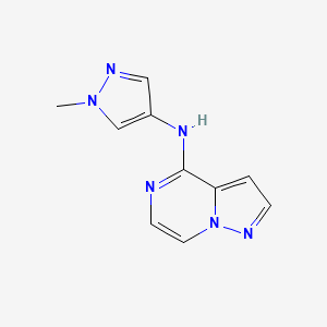 molecular formula C10H10N6 B2441008 N-(1-Methylpyrazol-4-yl)pyrazolo[1,5-a]pyrazin-4-amine CAS No. 1566012-56-3