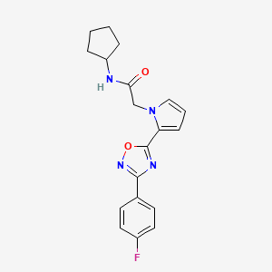 molecular formula C19H19FN4O2 B2441023 N-环戊基-2-{2-[3-(4-氟苯基)-1,2,4-噁二唑-5-基]-1H-吡咯-1-基}乙酰胺 CAS No. 1260931-74-5