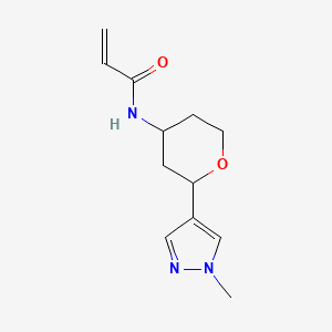 molecular formula C12H17N3O2 B2441030 N-[2-(1-Methylpyrazol-4-yl)oxan-4-yl]prop-2-enamide CAS No. 2411313-17-0
