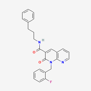 molecular formula C25H22FN3O2 B2441047 1-(2-fluorobenzyl)-2-oxo-N-(3-phenylpropyl)-1,2-dihydro-1,8-naphthyridine-3-carboxamide CAS No. 1005306-56-8