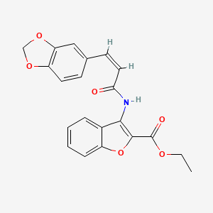 molecular formula C21H17NO6 B2441080 (Z)-ethyl 3-(3-(benzo[d][1,3]dioxol-5-yl)acrylamido)benzofuran-2-carboxylate CAS No. 887888-81-5