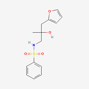 molecular formula C14H17NO4S B2441082 N-(3-(furan-2-yl)-2-hydroxy-2-methylpropyl)benzenesulfonamide CAS No. 1795441-96-1