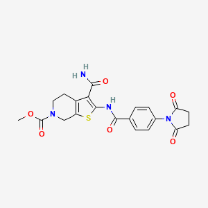 molecular formula C21H20N4O6S B2441088 methyl 3-carbamoyl-2-(4-(2,5-dioxopyrrolidin-1-yl)benzamido)-4,5-dihydrothieno[2,3-c]pyridine-6(7H)-carboxylate CAS No. 886951-32-2