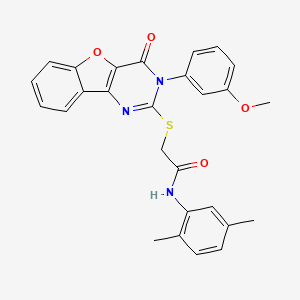molecular formula C27H23N3O4S B2441091 N-(2,5-dimethylphenyl)-2-[[3-(3-methoxyphenyl)-4-oxo-[1]benzofuro[3,2-d]pyrimidin-2-yl]sulfanyl]acetamide CAS No. 872209-24-0