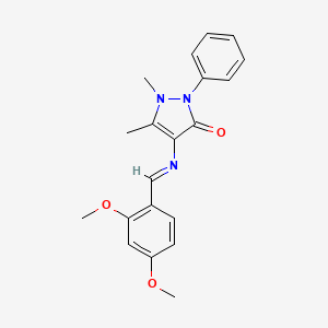 molecular formula C20H21N3O3 B2441093 (E)-4-((2,4-dimethoxybenzylidene)amino)-1,5-dimethyl-2-phenyl-1H-pyrazol-3(2H)-one CAS No. 125298-63-7