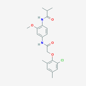 molecular formula C21H25ClN2O4 B244110 N-(4-{[(2-chloro-4,6-dimethylphenoxy)acetyl]amino}-2-methoxyphenyl)-2-methylpropanamide 