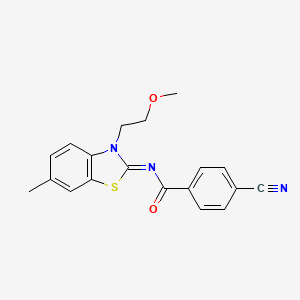 molecular formula C19H17N3O2S B2441111 (Z)-4-cyano-N-(3-(2-methoxyethyl)-6-methylbenzo[d]thiazol-2(3H)-ylidene)benzamide CAS No. 1006005-03-3