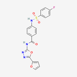 molecular formula C19H13FN4O5S B2441113 4-(4-fluorobenzenesulfonamido)-N-[5-(furan-2-yl)-1,3,4-oxadiazol-2-yl]benzamide CAS No. 886907-89-7