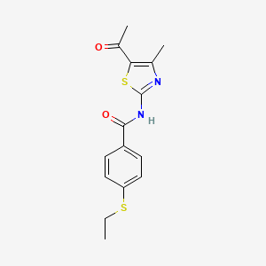 molecular formula C15H16N2O2S2 B2441122 N-(5-乙酰基-4-甲基噻唑-2-基)-4-(乙硫基)苯甲酰胺 CAS No. 898429-33-9