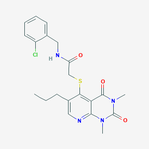 molecular formula C21H23ClN4O3S B2441126 N-(2-chlorobenzyl)-2-((1,3-dimethyl-2,4-dioxo-6-propyl-1,2,3,4-tetrahydropyrido[2,3-d]pyrimidin-5-yl)thio)acetamide CAS No. 900004-99-1