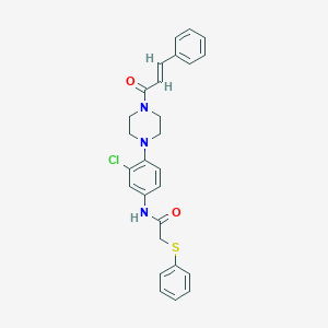 molecular formula C27H26ClN3O2S B244113 N-[3-chloro-4-(4-cinnamoyl-1-piperazinyl)phenyl]-2-(phenylsulfanyl)acetamide 