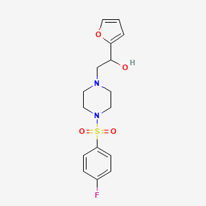 molecular formula C16H19FN2O4S B2441131 2-(4-((4-Fluorophenyl)sulfonyl)piperazin-1-yl)-1-(furan-2-yl)ethanol CAS No. 1396714-52-5