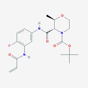 molecular formula C20H26FN3O5 B2441147 Tert-butyl (2R,3S)-3-[[4-fluoro-3-(prop-2-enoylamino)phenyl]carbamoyl]-2-methylmorpholine-4-carboxylate CAS No. 2361588-46-5