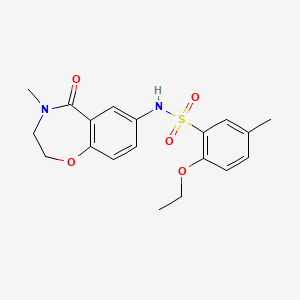 molecular formula C19H22N2O5S B2441151 2-ethoxy-5-methyl-N-(4-methyl-5-oxo-2,3,4,5-tetrahydrobenzo[f][1,4]oxazepin-7-yl)benzenesulfonamide CAS No. 922061-86-7