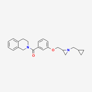 molecular formula C23H26N2O2 B2441158 [3-[[1-(Cyclopropylmethyl)aziridin-2-yl]methoxy]phenyl]-(3,4-dihydro-1H-isoquinolin-2-yl)methanone CAS No. 2418671-19-7