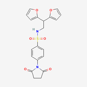 molecular formula C20H18N2O6S B2441165 N-(2,2-di(furan-2-yl)ethyl)-4-(2,5-dioxopyrrolidin-1-yl)benzenesulfonamide CAS No. 2320900-27-2