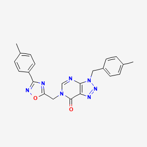 molecular formula C22H19N7O2 B2441169 3-(4-methylbenzyl)-6-((3-(p-tolyl)-1,2,4-oxadiazol-5-yl)methyl)-3H-[1,2,3]triazolo[4,5-d]pyrimidin-7(6H)-one CAS No. 1105210-24-9