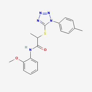 molecular formula C18H19N5O2S B2441181 N-(2-methoxyphenyl)-2-{[1-(4-methylphenyl)-1H-tetrazol-5-yl]sulfanyl}propanamide CAS No. 887347-34-4
