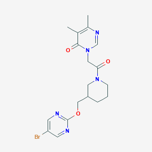 molecular formula C18H22BrN5O3 B2441185 3-[2-(3-{[(5-Bromopyrimidin-2-yl)oxy]methyl}piperidin-1-yl)-2-oxoethyl]-5,6-dimethyl-3,4-dihydropyrimidin-4-one CAS No. 2379977-76-9