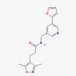 3-(3,5-dimethylisoxazol-4-yl)-N-((5-(furan-2-yl)pyridin-3-yl)methyl)propanamide