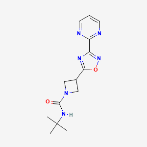 molecular formula C14H18N6O2 B2441195 N-tert-butil-3-[3-(pirimidin-2-il)-1,2,4-oxadiazol-5-il]azetidina-1-carboxamida CAS No. 1325702-20-2