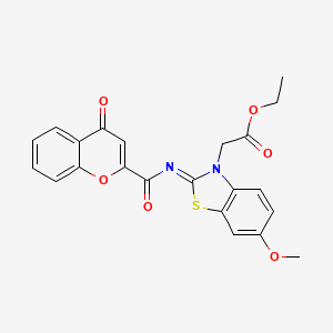 molecular formula C22H18N2O6S B2441206 Ethyl 2-[6-methoxy-2-(4-oxochromene-2-carbonyl)imino-1,3-benzothiazol-3-yl]acetate CAS No. 865248-62-0