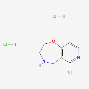 molecular formula C8H11Cl3N2O B2441214 6-Chloro-2,3,4,5-tetrahydropyrido[3,4-f][1,4]oxazepine;dihydrochloride CAS No. 2580202-83-9