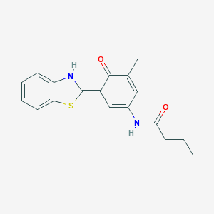 molecular formula C18H18N2O2S B244122 N-[(3E)-3-(3H-1,3-benzothiazol-2-ylidene)-5-methyl-4-oxocyclohexa-1,5-dien-1-yl]butanamide 