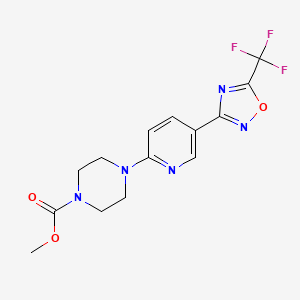 molecular formula C14H14F3N5O3 B2441227 4-(5-(5-(三氟甲基)-1,2,4-恶二唑-3-基)吡啶-2-基)哌嗪-1-甲酸甲酯 CAS No. 1235636-82-4