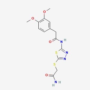 N-[5-(2-amino-2-oxoethyl)sulfanyl-1,3,4-thiadiazol-2-yl]-2-(3,4-dimethoxyphenyl)acetamide