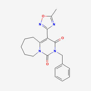 molecular formula C19H20N4O3 B2441245 2-benzyl-4-(5-methyl-1,2,4-oxadiazol-3-yl)-6,7,8,9-tetrahydropyrimido[1,6-a]azepine-1,3(2H,5H)-dione CAS No. 1775557-09-9