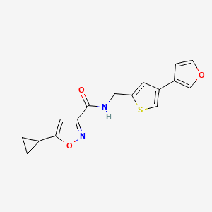 molecular formula C16H14N2O3S B2441249 5-Cyclopropyl-N-[[4-(furan-3-yl)thiophen-2-yl]methyl]-1,2-oxazole-3-carboxamide CAS No. 2380059-90-3