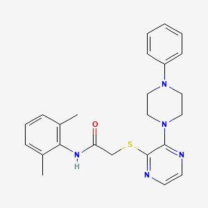 molecular formula C24H27N5OS B2441257 N-(2,6-dimethylphenyl)-2-((3-(4-phenylpiperazin-1-yl)pyrazin-2-yl)thio)acetamide CAS No. 1251634-12-4