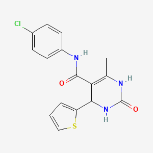 molecular formula C16H14ClN3O2S B2441262 N-(4-chlorophenyl)-6-methyl-2-oxo-4-(thiophen-2-yl)-1,2,3,4-tetrahydropyrimidine-5-carboxamide CAS No. 312735-17-4