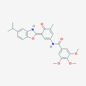 3,4,5-trimethoxy-N-[(3E)-5-methyl-4-oxo-3-(5-propan-2-yl-3H-1,3-benzoxazol-2-ylidene)cyclohexa-1,5-dien-1-yl]benzamide