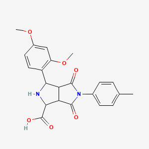 molecular formula C22H22N2O6 B2441279 3-(2,4-Dimethoxyphenyl)-5-(4-methylphenyl)-4,6-dioxooctahydropyrrolo[3,4-c]pyrrole-1-carboxylic acid CAS No. 1291831-36-1