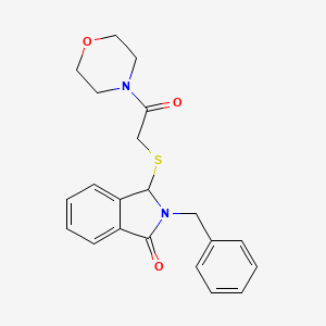 molecular formula C21H22N2O3S B2441284 2-Benzyl-3-[(2-morpholino-2-oxoethyl)sulfanyl]-1-isoindolinone CAS No. 866008-87-9