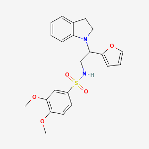 molecular formula C22H24N2O5S B2441297 N-(2-(furan-2-yl)-2-(indolin-1-yl)ethyl)-3,4-dimethoxybenzenesulfonamide CAS No. 898458-25-8