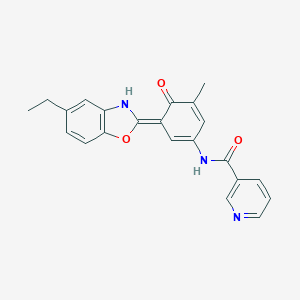 N-[(3E)-3-(5-ethyl-3H-1,3-benzoxazol-2-ylidene)-5-methyl-4-oxocyclohexa-1,5-dien-1-yl]pyridine-3-carboxamide