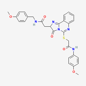molecular formula C29H27N5O5S B2441303 2-[5-[2-(4-甲氧基苯胺基)-2-氧代乙基]硫代-3-氧代-2H-咪唑并[1,2-c]喹唑啉-2-基]-N-[(4-甲氧基苯基)甲基]乙酰胺 CAS No. 1023560-81-7