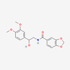 molecular formula C18H19NO6 B2441307 N-(2-(3,4-二甲氧基苯基)-2-羟乙基)苯并[d][1,3]二氧杂环-5-甲酰胺 CAS No. 1797063-38-7