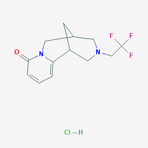 molecular formula C13H16ClF3N2O B2441312 3-(2,2,2-trifluoroethyl)-3,4,5,6-tetrahydro-1H-1,5-methanopyrido[1,2-a][1,5]diazocin-8(2H)-one hydrochloride CAS No. 2034379-89-8