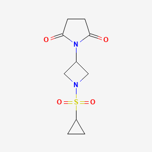 molecular formula C10H14N2O4S B2441315 1-(1-(Cyclopropylsulfonyl)azetidin-3-yl)pyrrolidine-2,5-dione CAS No. 1903538-48-6